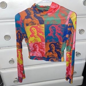 NastyGal color block long sleeve crop top